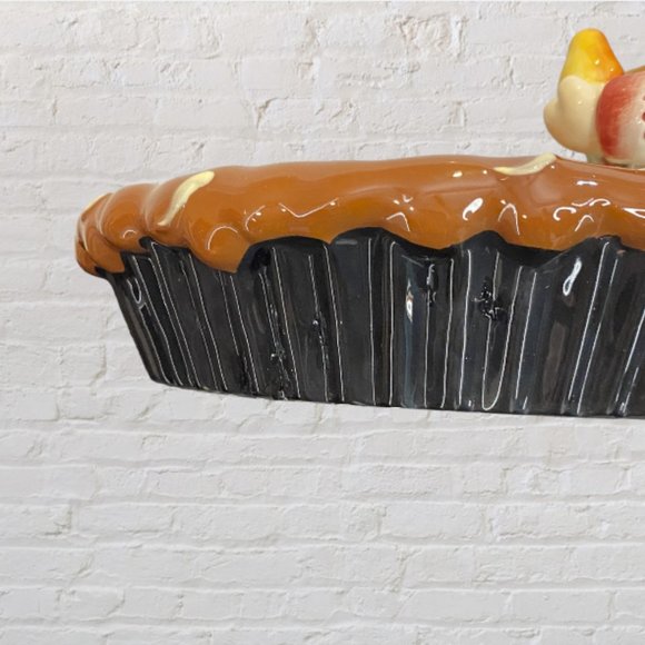 VINTAGE CANDY DISH -- Apple Pie Themed, Autumn, Treats, Candle Holder, Decor - Picture 6 of 7